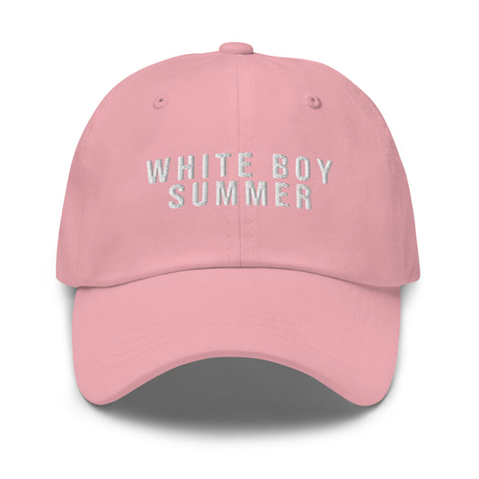 White Boy Summer Pink dad cap Bebas Neue font variant front mockup