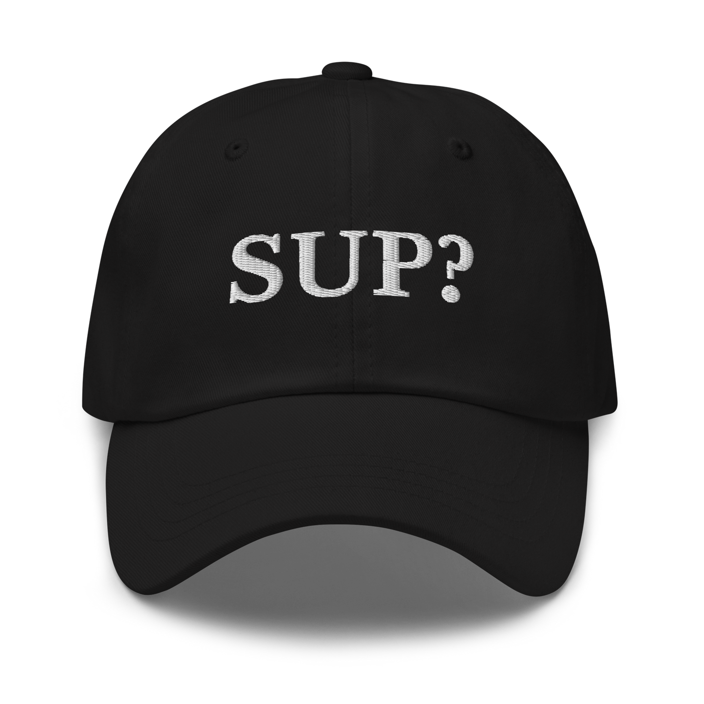 WHITE BOY SUMMER - Sup? - "Sup?" - White Embroidered Baseball Cap - Hat Black