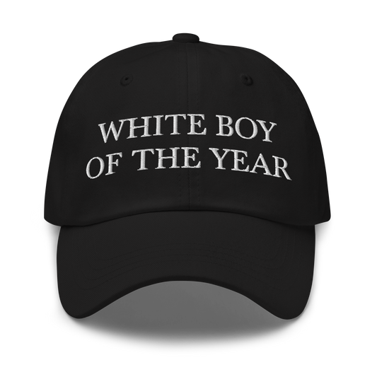 WHITE BOY SUMMER - White Boy Of The Year - "White Boy Of The Year" - White Embroidered Baseball Cap - Hat Black