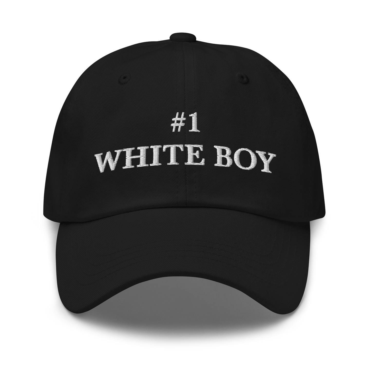 WHITE BOY SUMMER - White Boy Of The Year - "#1 White Boy" - White Embroidered Baseball Cap - Hat Black