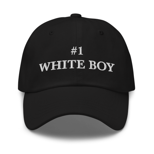 WHITE BOY SUMMER - White Boy Of The Year - "#1 White Boy" - White Embroidered Baseball Cap - Hat Black