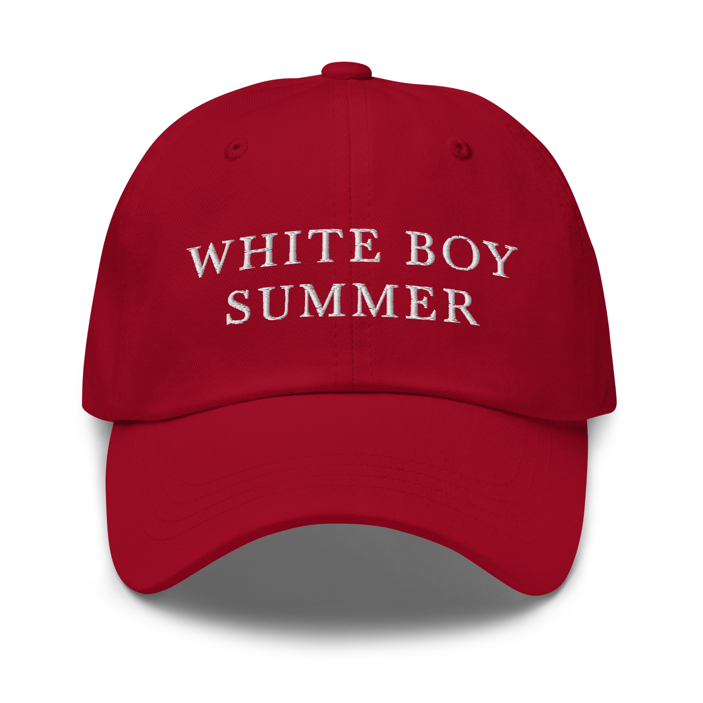 WHITE BOY SUMMER - Originals - "White Boy Summer" - White Embroidered Baseball Cap - Hat Cranberry