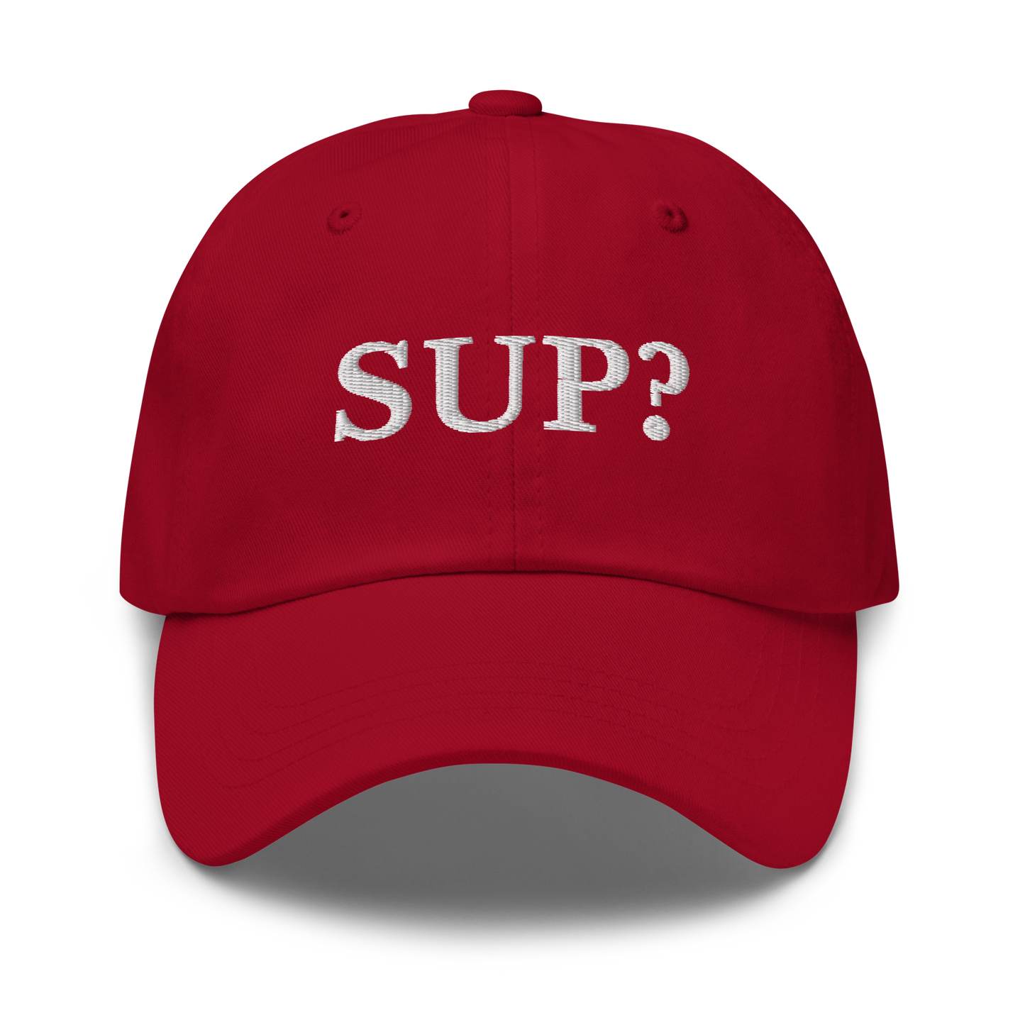 WHITE BOY SUMMER - Sup? - "Sup?" - White Embroidered Baseball Cap - Hat Cranberry