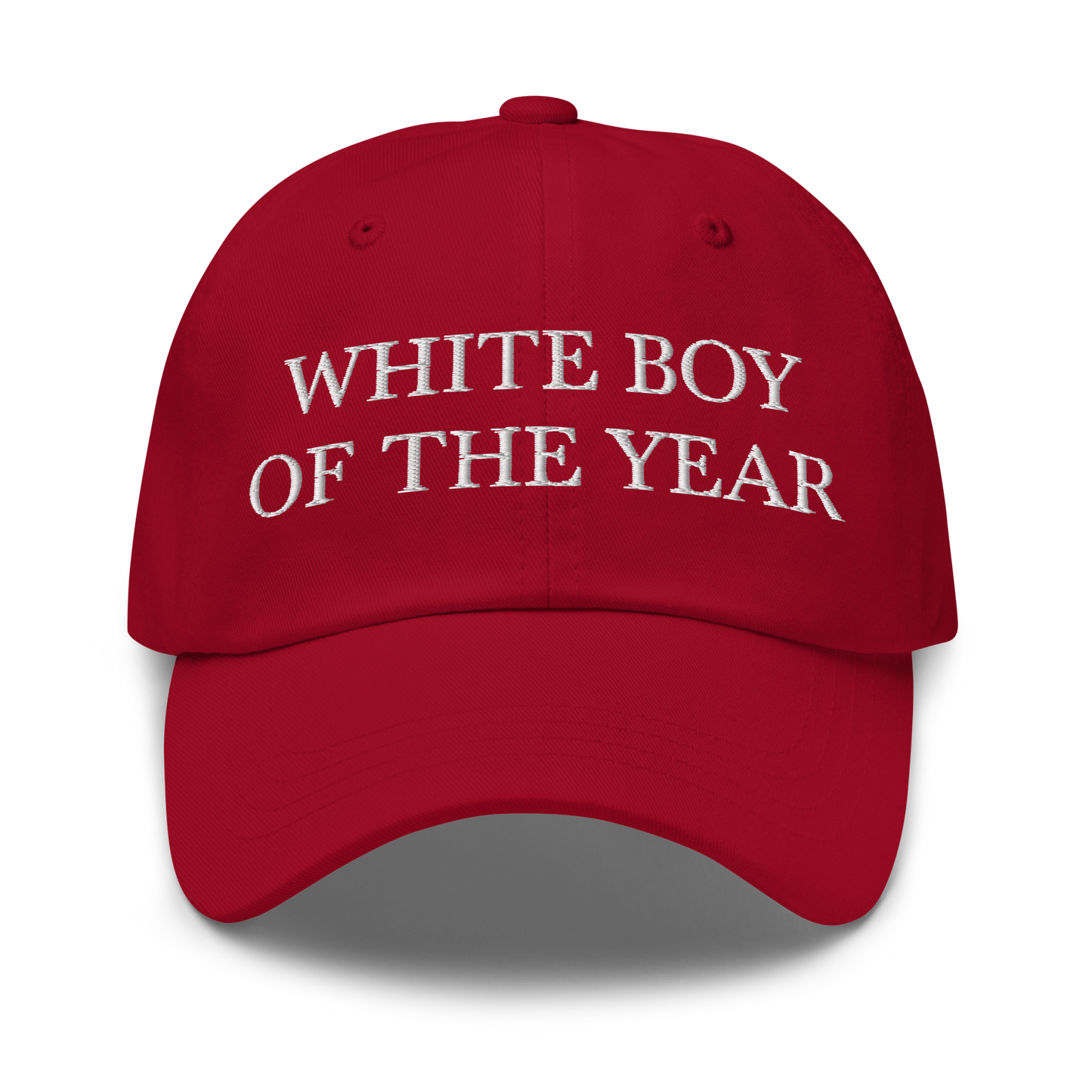 WHITE BOY SUMMER - White Boy Of The Year - "White Boy Of The Year" - White Embroidered Baseball Cap - Hat Cranberry