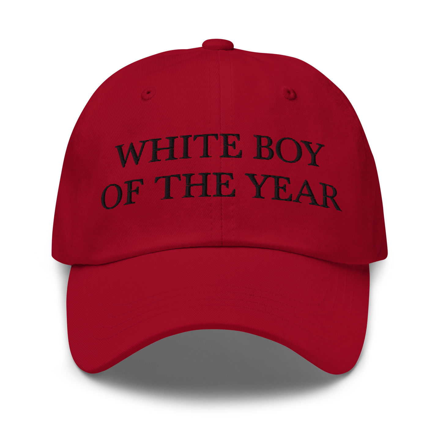 WHITE BOY SUMMER - White Boy Of The Year - "White Boy Of The Year" - Black Embroidered Baseball Cap - Hat Cranberry