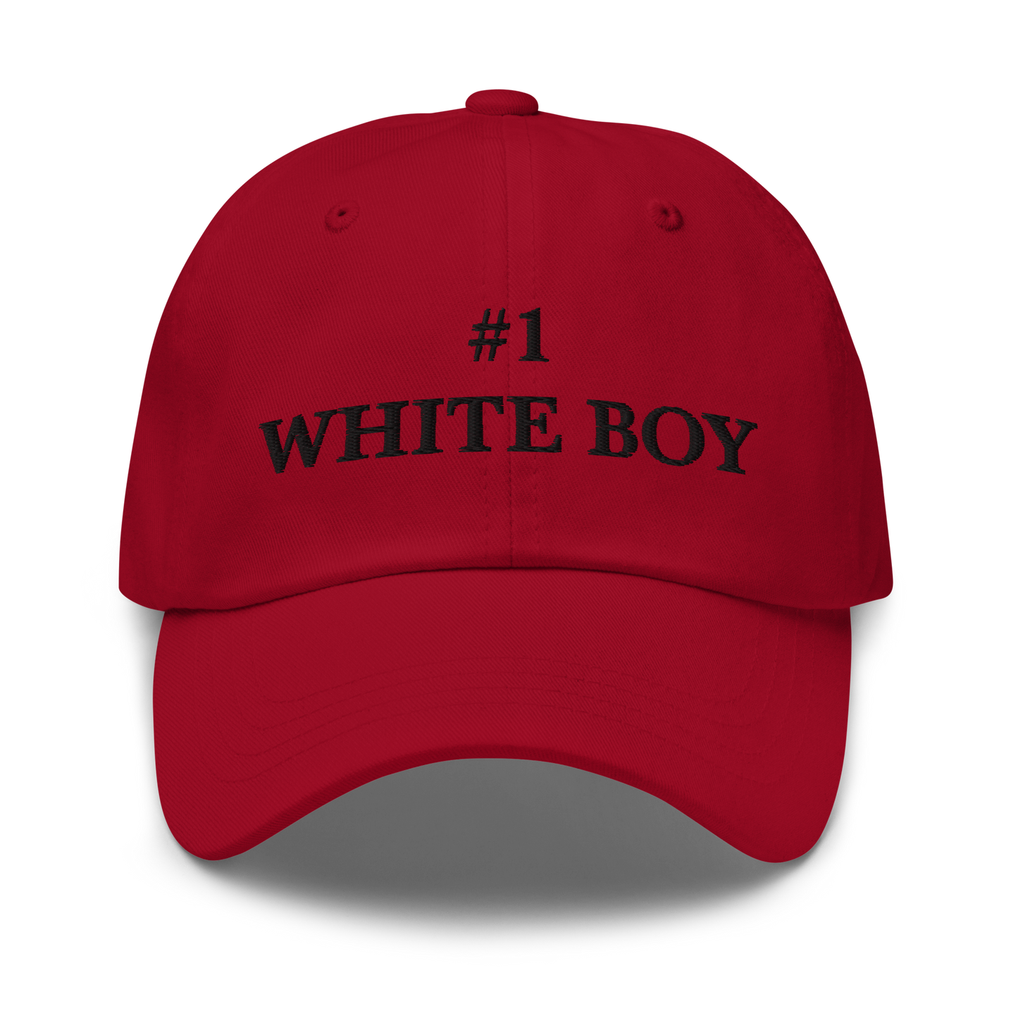 WHITE BOY SUMMER - White Boy Of The Year - "#1 White Boy" - Black Embroidered Baseball Cap - Hat Cranberry