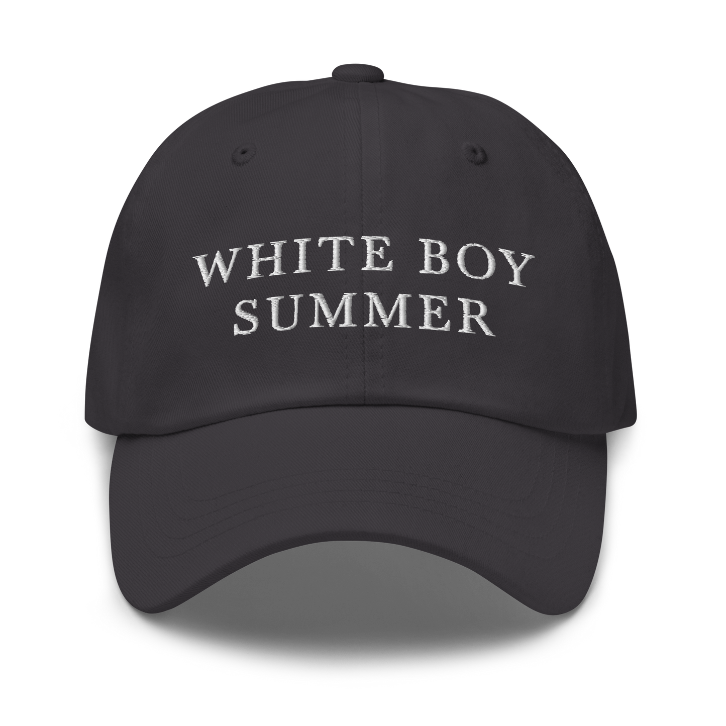 WHITE BOY SUMMER - Originals - "White Boy Summer" - White Embroidered Baseball Cap - Hat Dark Grey
