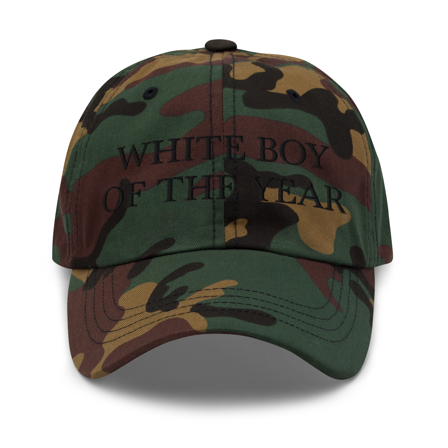 WHITE BOY SUMMER - White Boy Of The Year - "White Boy Of The Year" - Black Embroidered Baseball Cap - Hat Green Camo