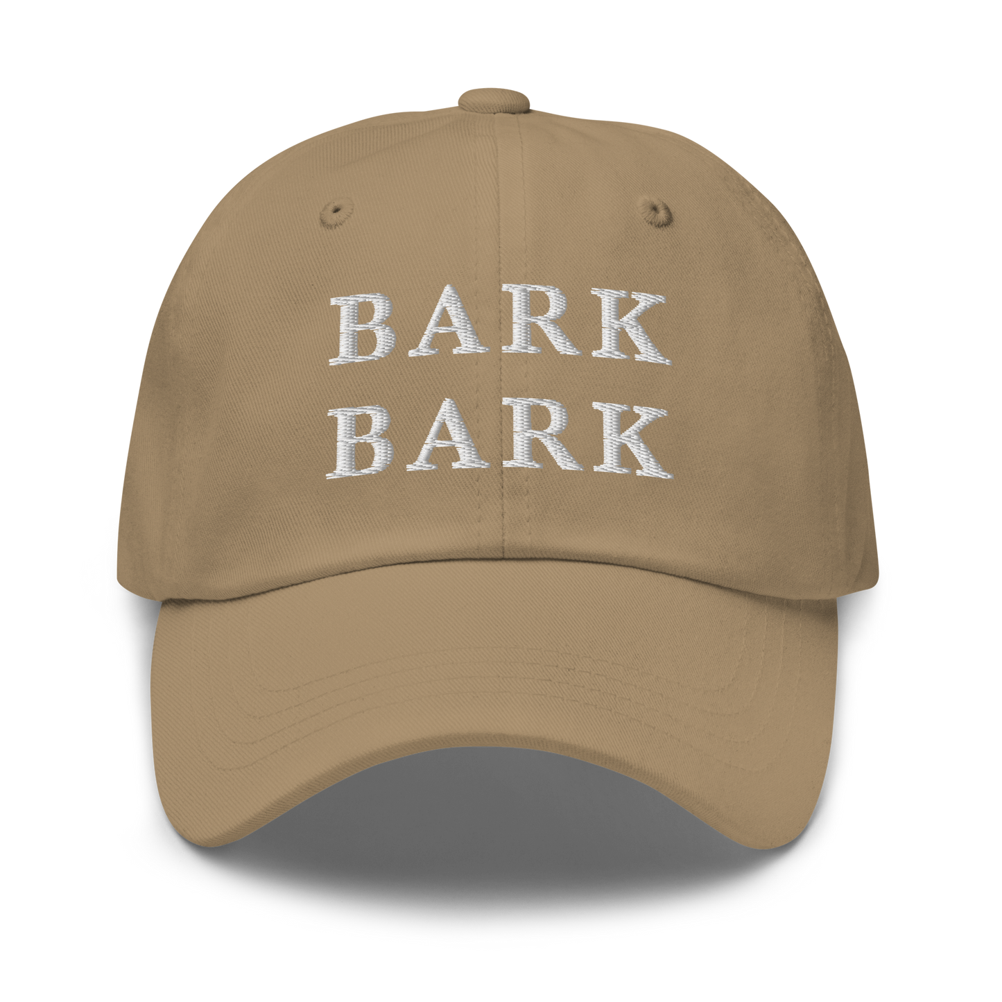 WHITE BOY SUMMER - Big Dog - "Bark Bark" - White Embroidered Baseball Cap - Hat Khaki