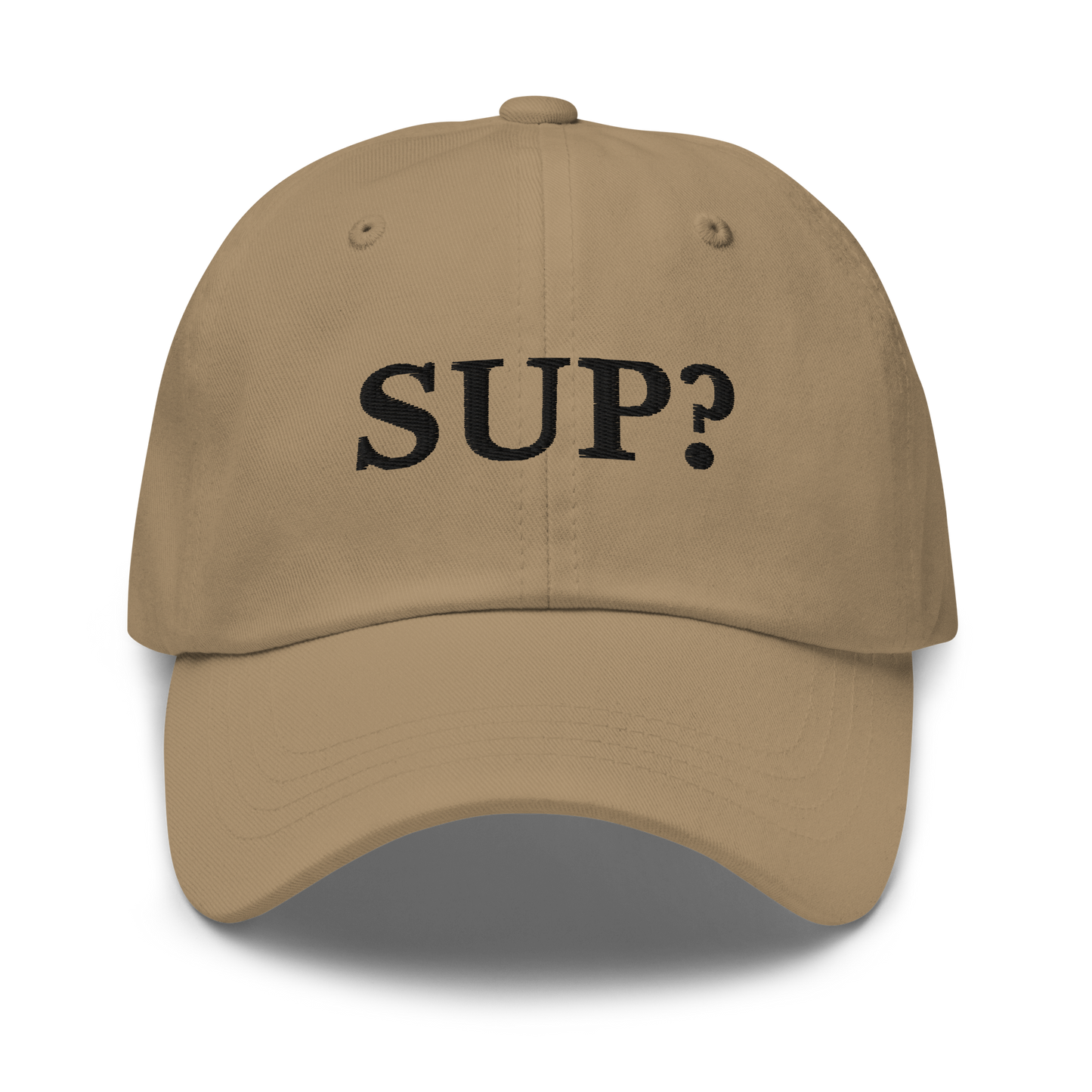WHITE BOY SUMMER - Sup? - "Sup?" - Black Embroidered Baseball Cap - Hat Khaki