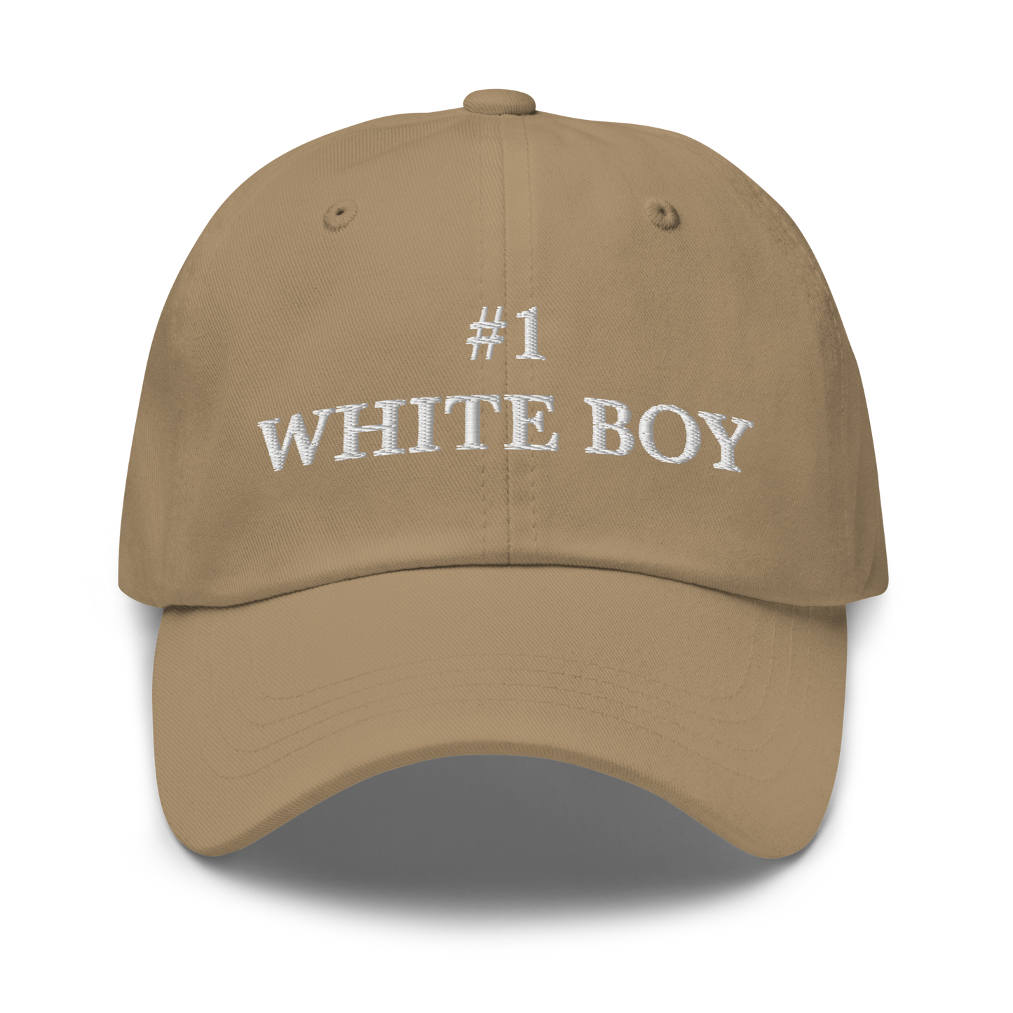 WHITE BOY SUMMER - White Boy Of The Year - "#1 White Boy" - White Embroidered Baseball Cap - Hat Khaki