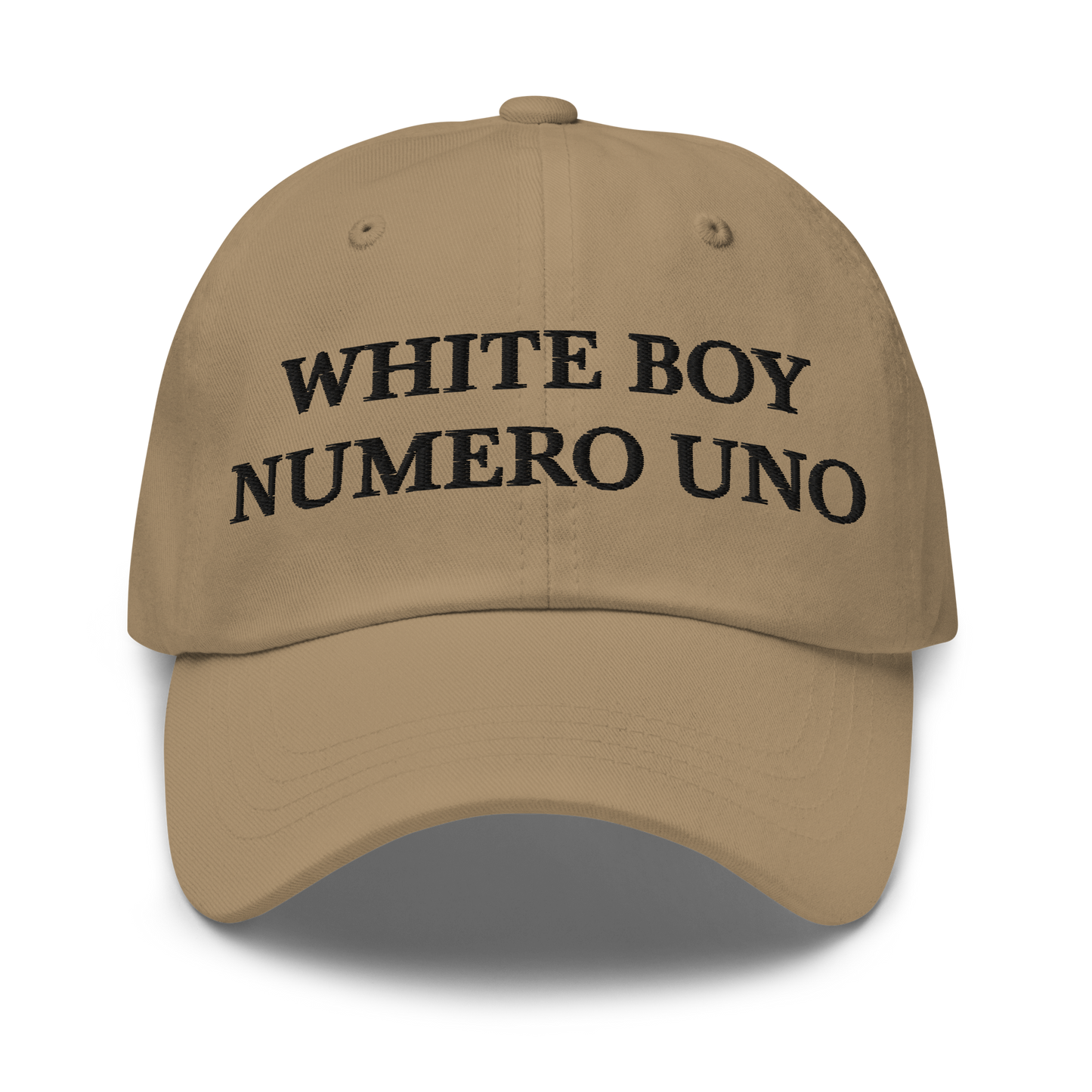 WHITE BOY SUMMER - White Boy Of The Year - "White Boy Numero Uno" - Black Embroidered Baseball Cap - Hat Khaki
