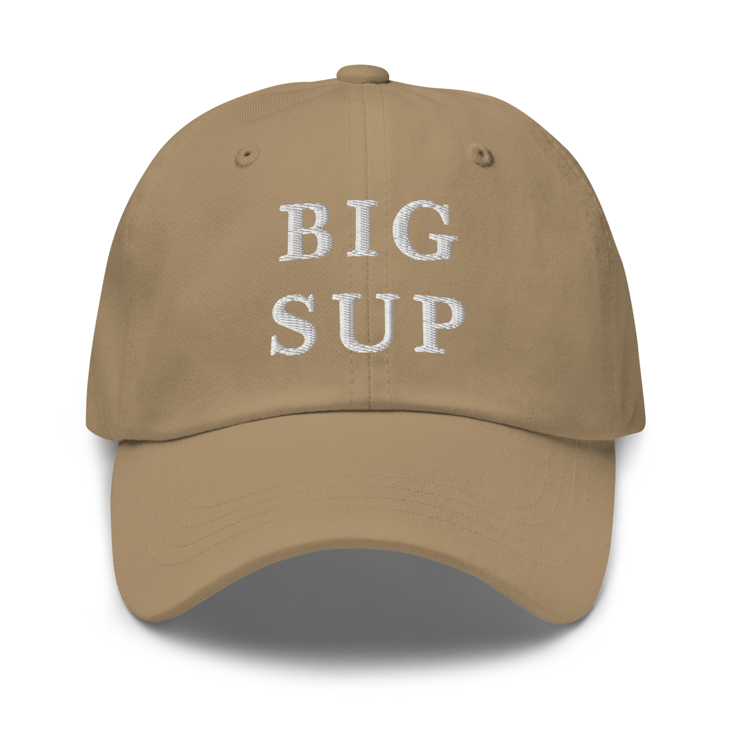 WHITE BOY SUMMER - Sup? - "Big Sup" - White Embroidered Baseball Cap - Hat Khaki