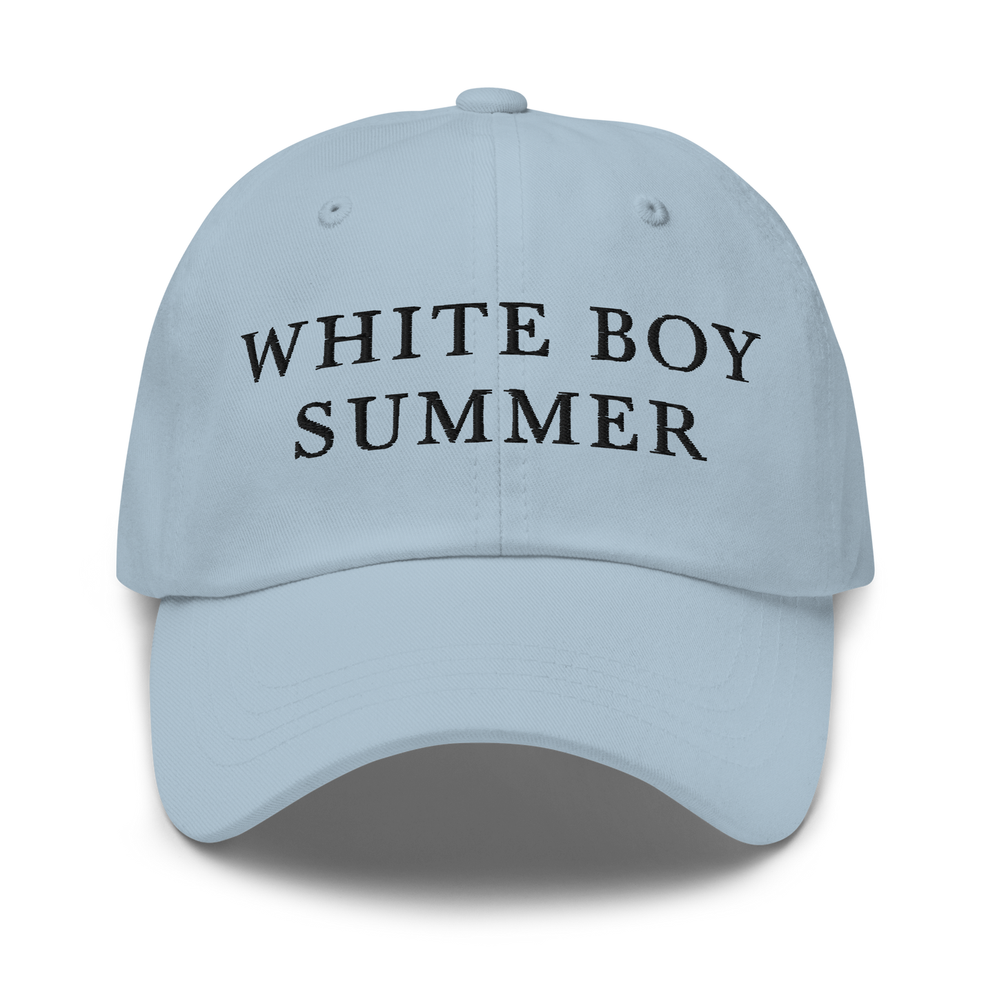 WHITE BOY SUMMER - Originals - "White Boy Summer" - Black Embroidered Baseball Cap - Hat Light Blue
