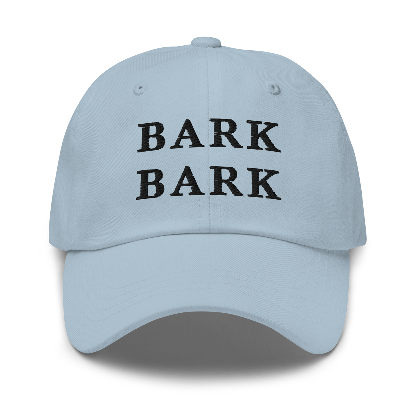 WHITE BOY SUMMER - Big Dog - "Bark Bark" - Black Embroidered Baseball Cap - Hat Light Blue