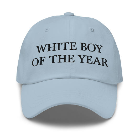 WHITE BOY SUMMER - White Boy Of The Year - "White Boy Of The Year" - Black Embroidered Baseball Cap - Hat Light Blue