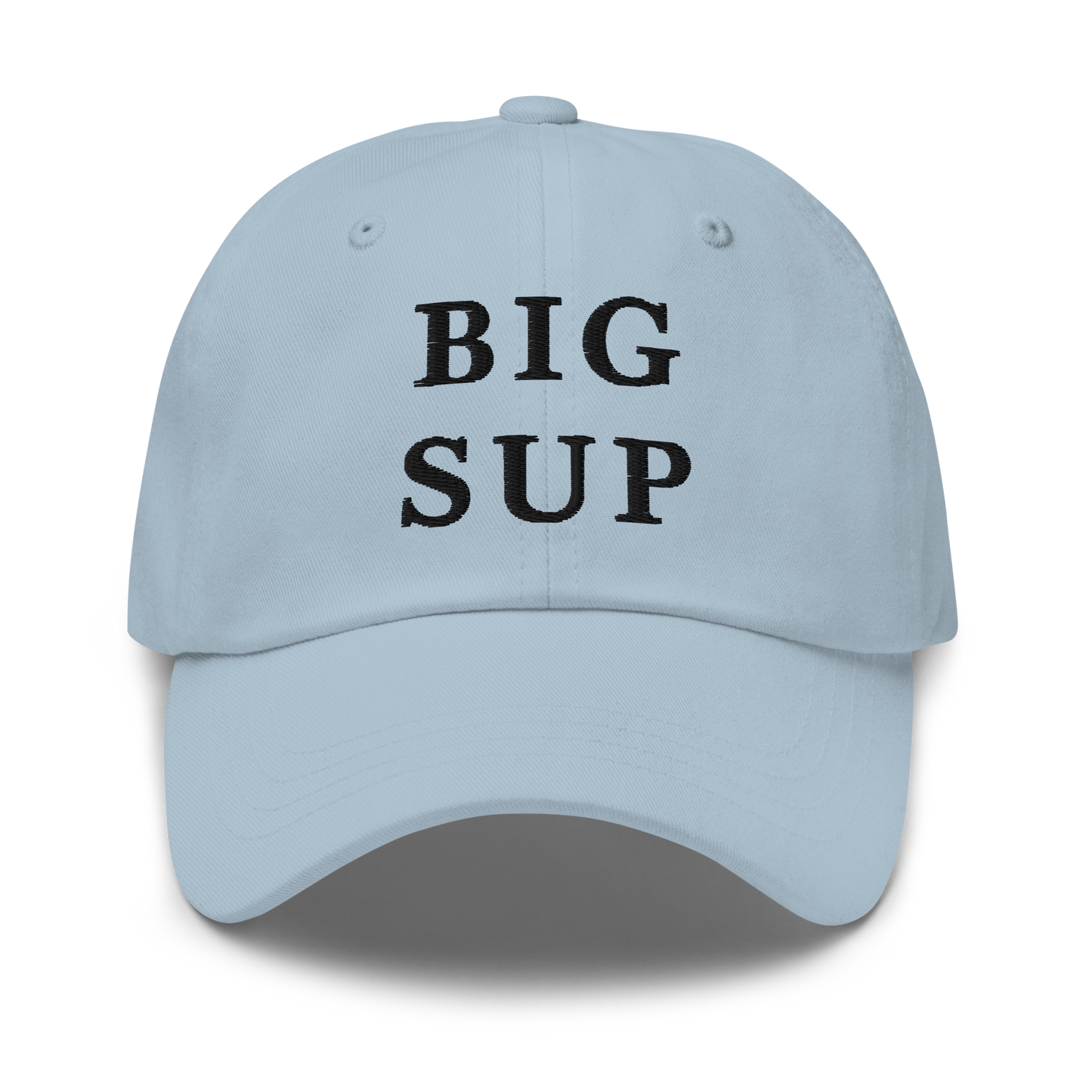 WHITE BOY SUMMER - Sup? - "Big Sup" - Black Embroidered Baseball Cap - Hat Light Blue