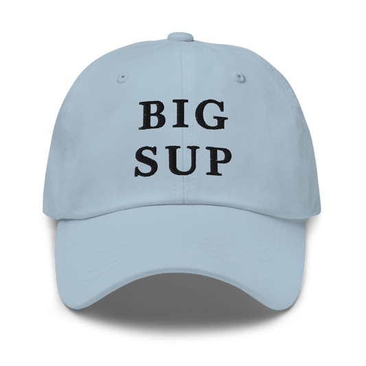 WHITE BOY SUMMER - Sup? - "Big Sup" - Black Embroidered Baseball Cap - Hat Light Blue