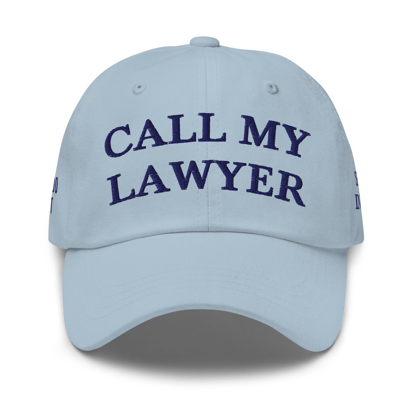 White Boy Summer - CALL MY LAWYER - Embroidered Baseball Cap - Hat Light Blue