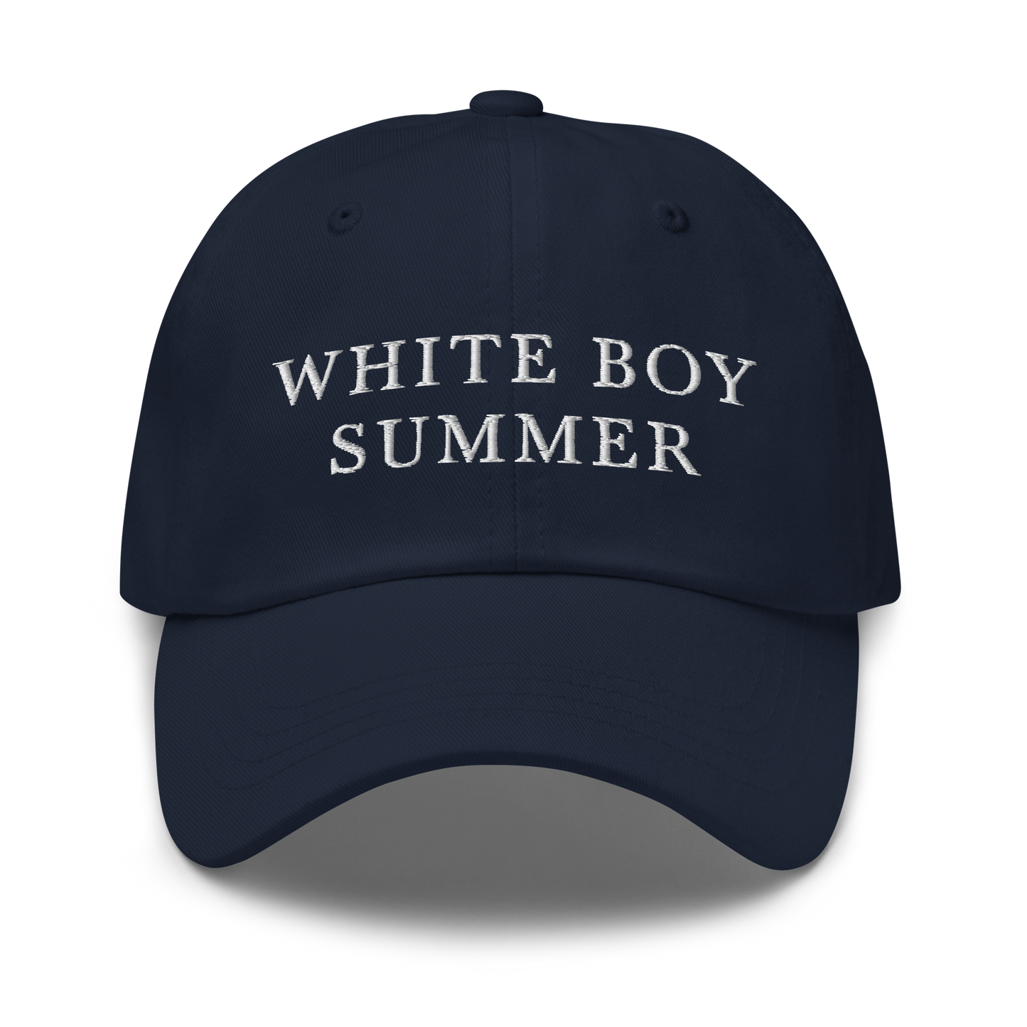 WHITE BOY SUMMER - Originals - "White Boy Summer" - White Embroidered Baseball Cap - Hat Navy