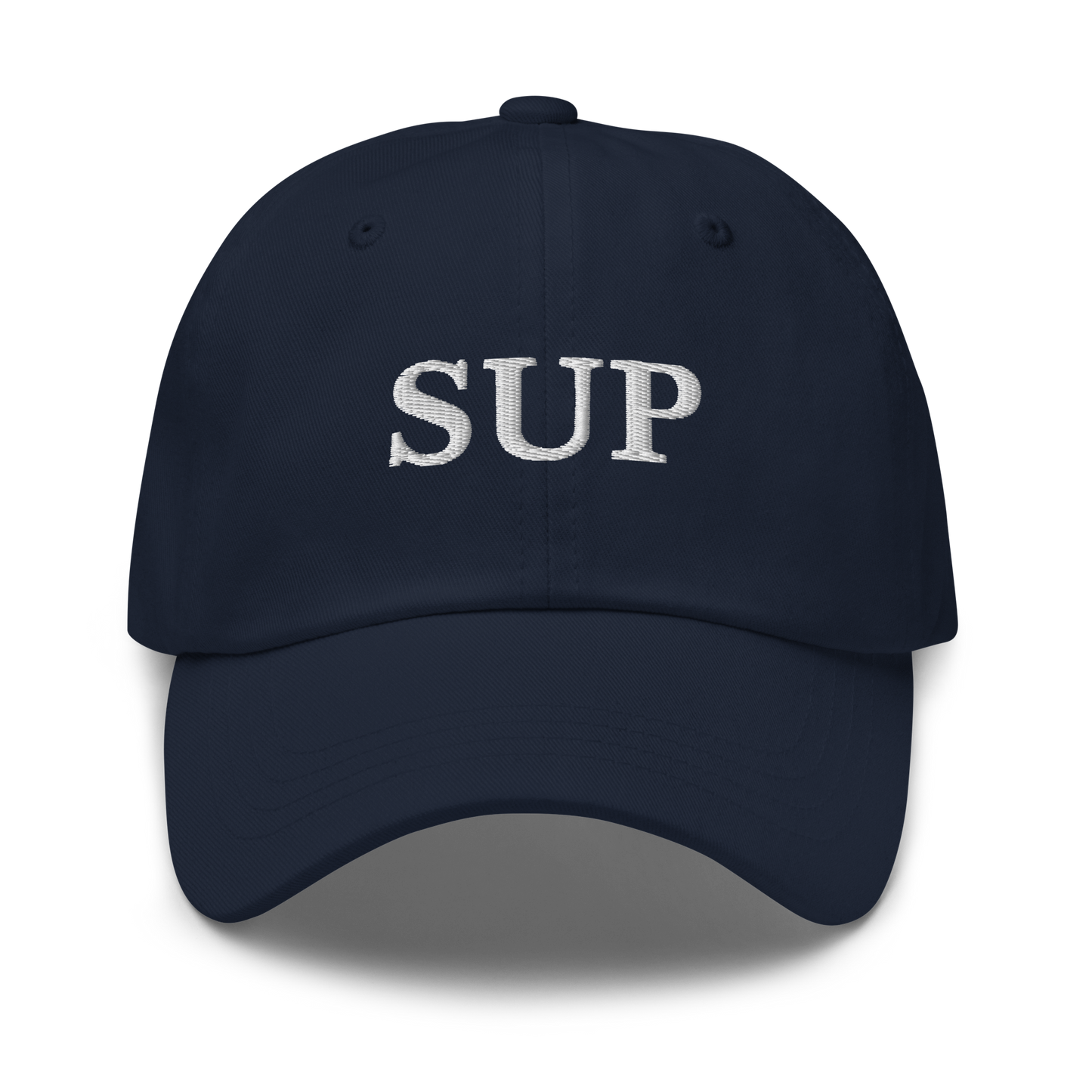 WHITE BOY SUMMER - Sup? - "Sup" - White Embroidered Baseball Cap - Hat Navy