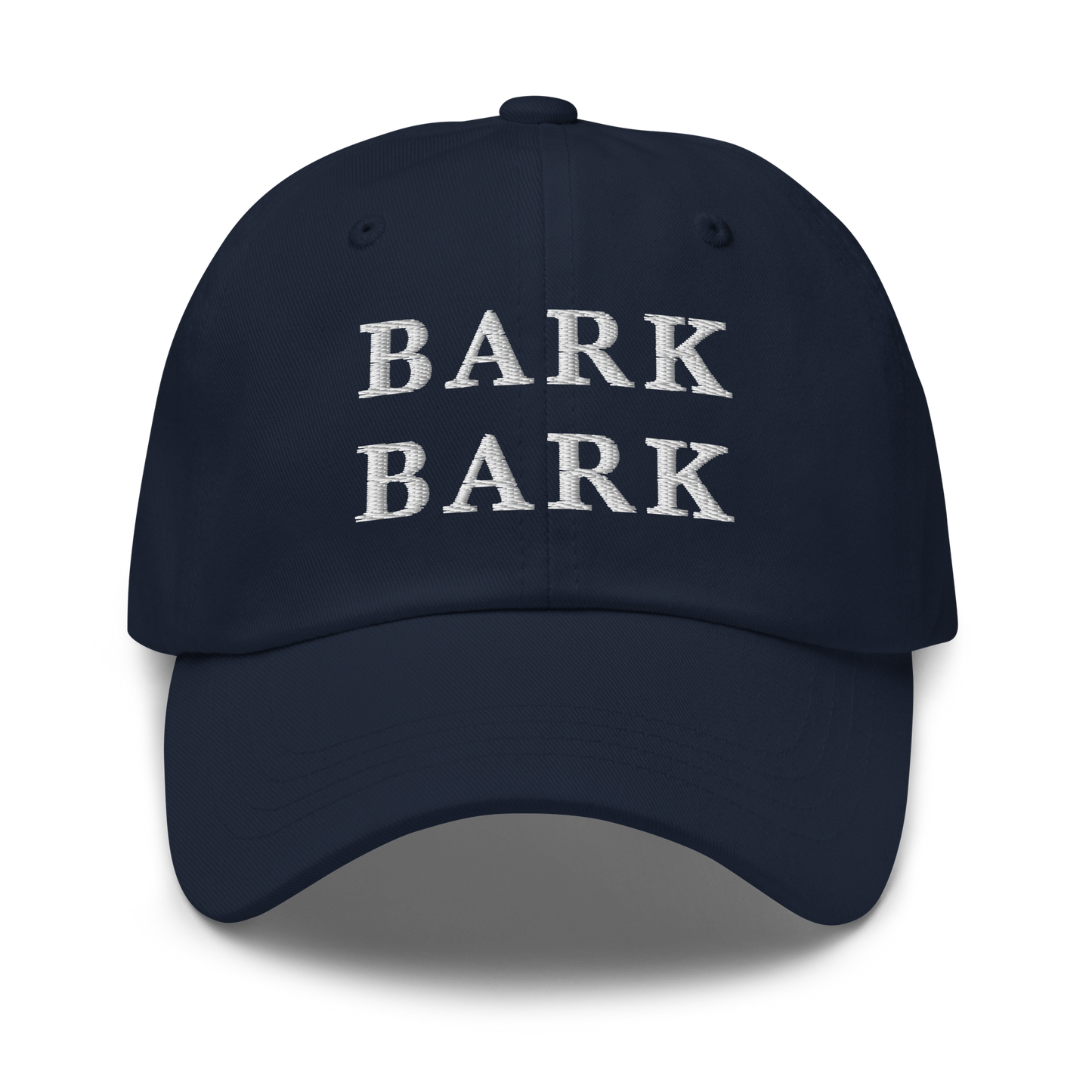WHITE BOY SUMMER - Big Dog - "Bark Bark" - White Embroidered Baseball Cap - Hat Navy