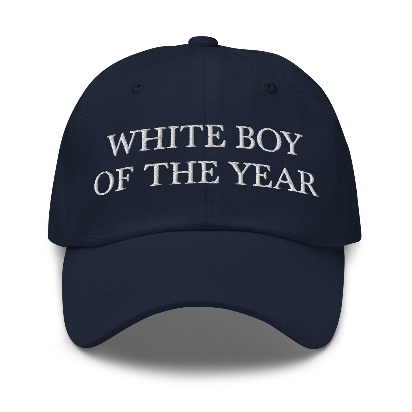 WHITE BOY SUMMER - White Boy Of The Year - "White Boy Of The Year" - White Embroidered Baseball Cap - Hat Navy