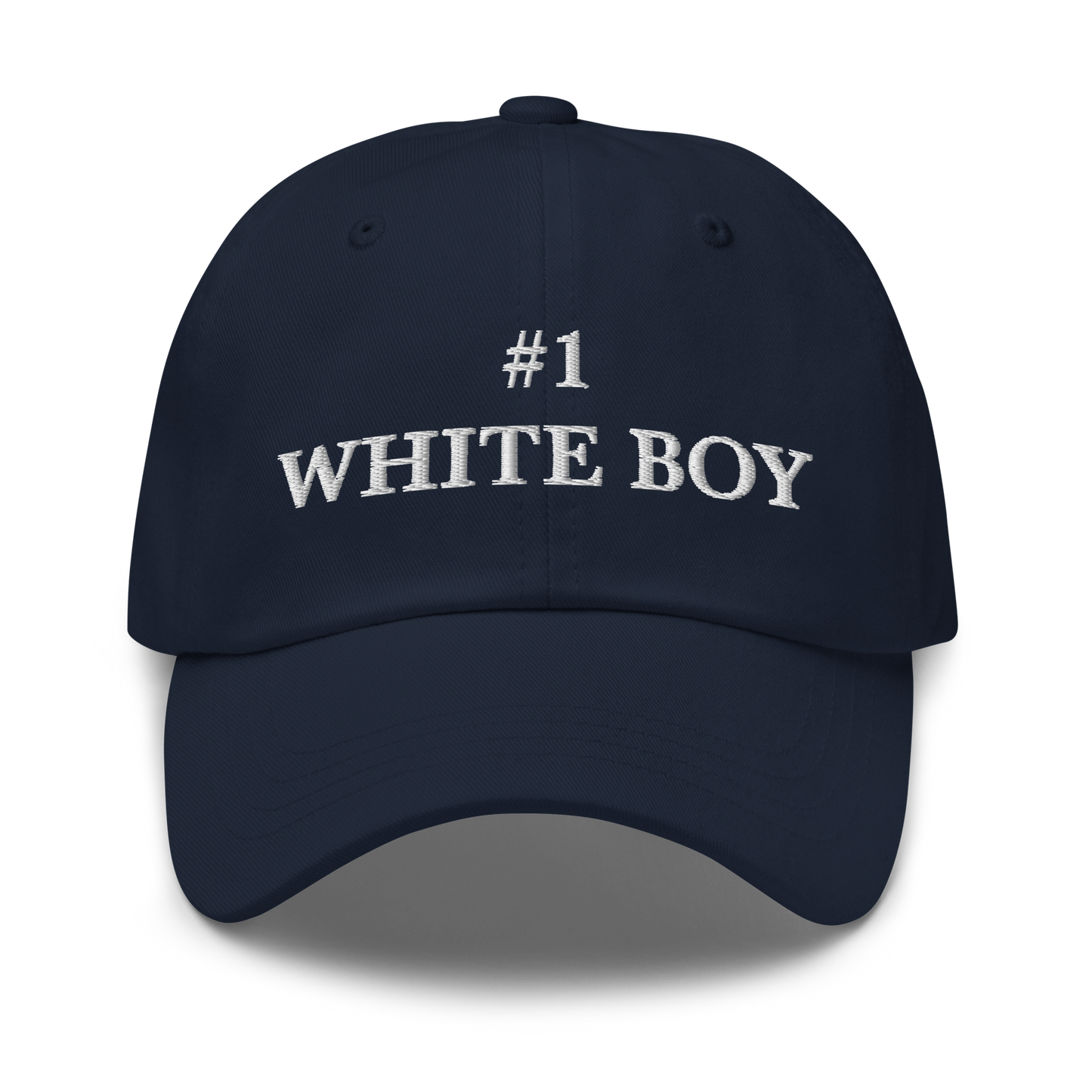 WHITE BOY SUMMER - White Boy Of The Year - "#1 White Boy" - White Embroidered Baseball Cap - Hat Navy