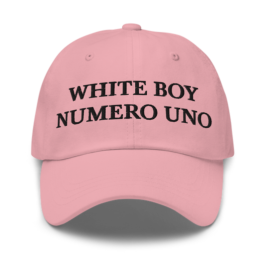 WHITE BOY SUMMER - White Boy Of The Year - "White Boy Numero Uno" - Black Embroidered Baseball Cap - Hat Pink