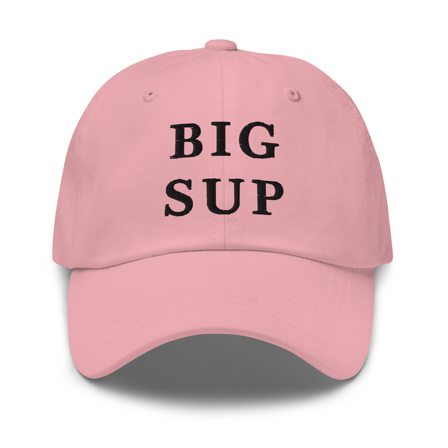 WHITE BOY SUMMER - Sup? - "Big Sup" - Black Embroidered Baseball Cap - Hat Pink