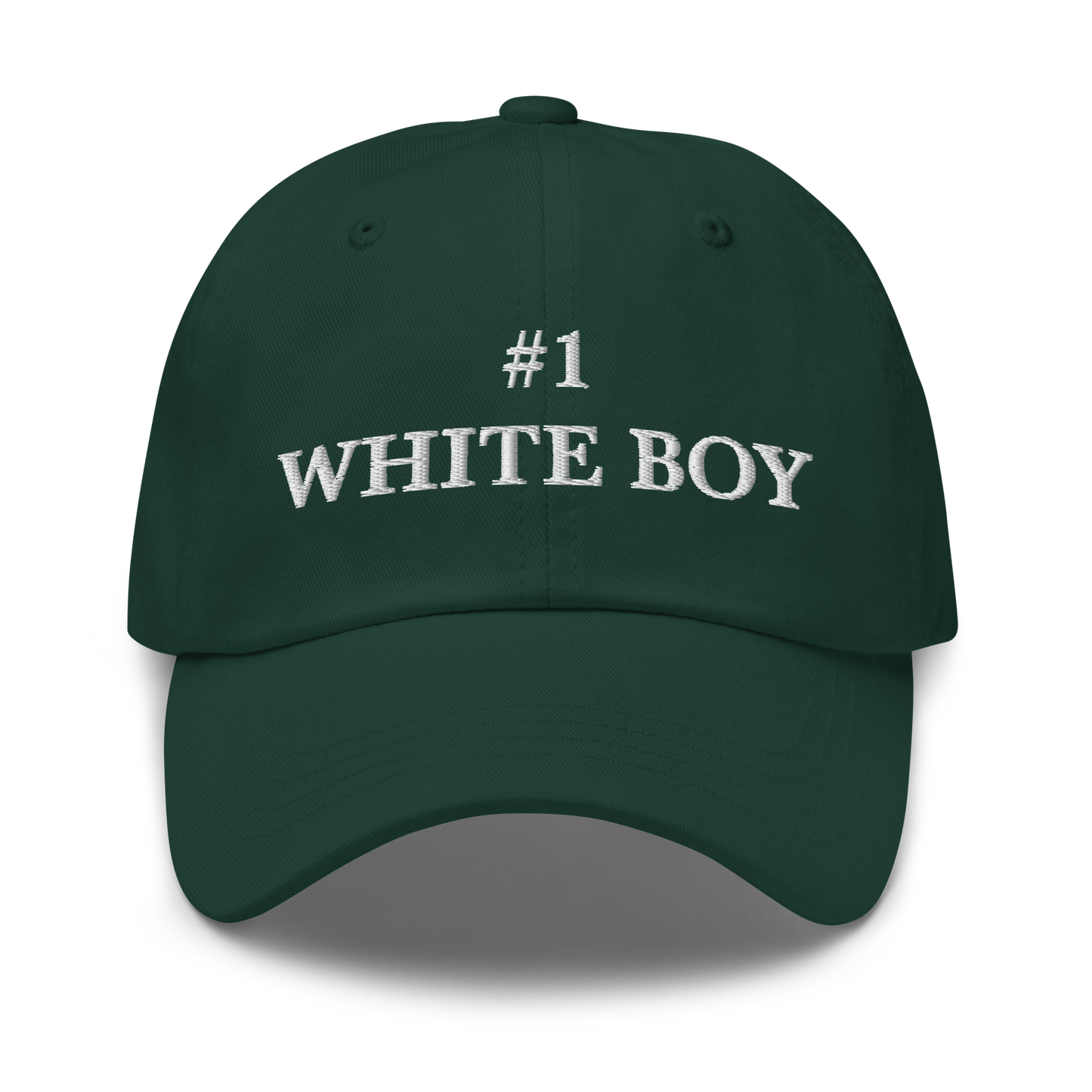 WHITE BOY SUMMER - White Boy Of The Year - "#1 White Boy" - White Embroidered Baseball Cap - Hat Spruce