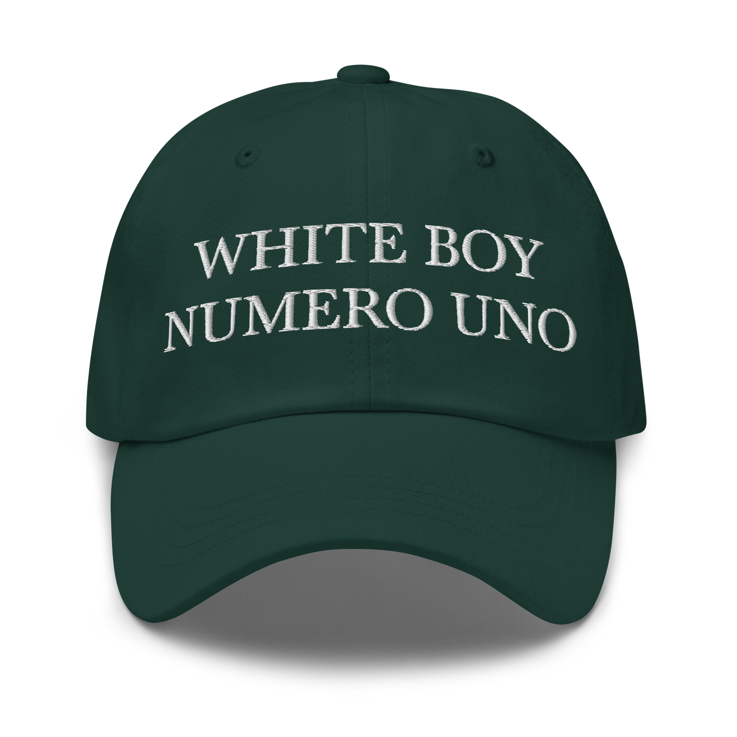WHITE BOY SUMMER - White Boy Of The Year - "White Boy Numero Uno" - White Embroidered Baseball Cap - Hat Spruce