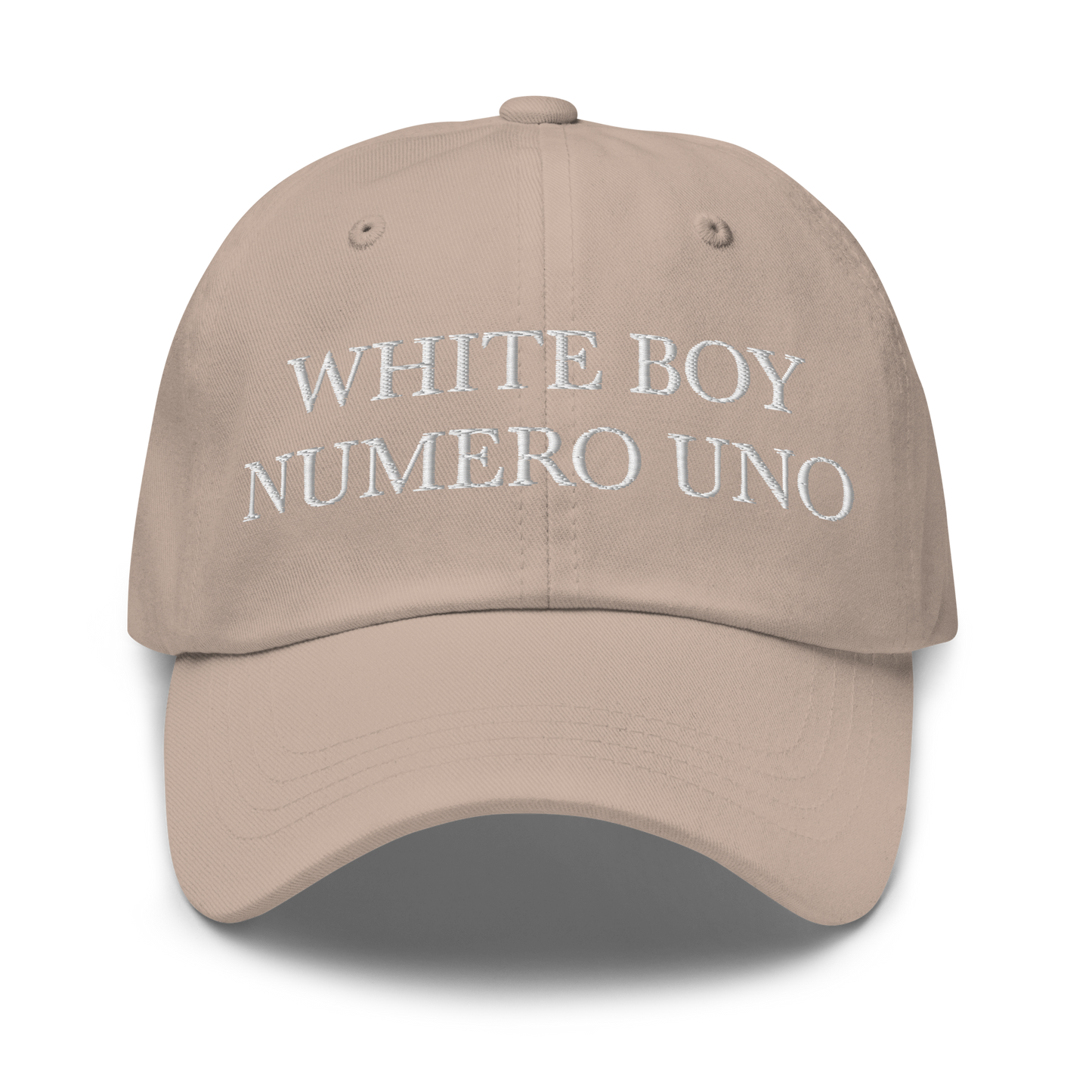 WHITE BOY SUMMER - White Boy Of The Year - "White Boy Numero Uno" - White Embroidered Baseball Cap - Hat Stone