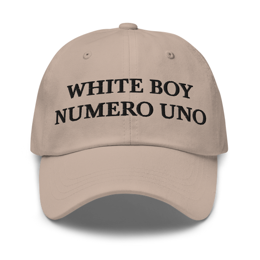 WHITE BOY SUMMER - White Boy Of The Year - "White Boy Numero Uno" - Black Embroidered Baseball Cap - Hat Stone