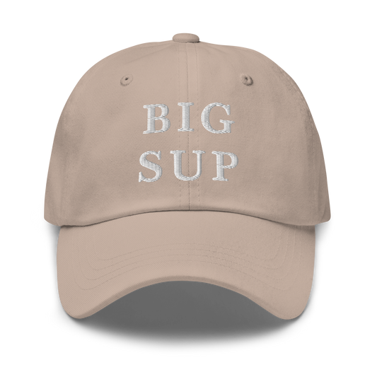 WHITE BOY SUMMER - Sup? - "Big Sup" - White Embroidered Baseball Cap - Hat Stone