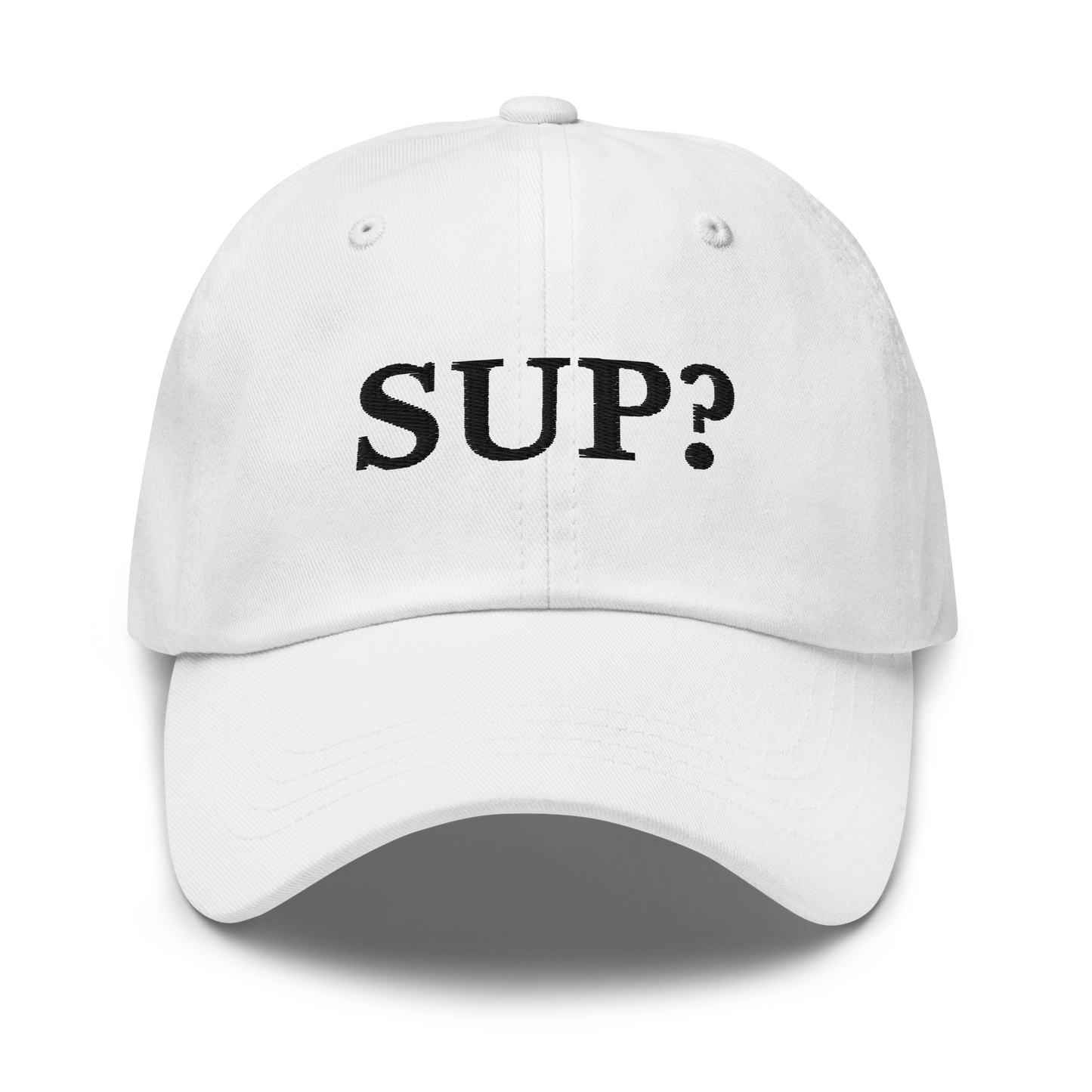 WHITE BOY SUMMER - Sup? - "Sup?" - Black Embroidered Baseball Cap - Hat White