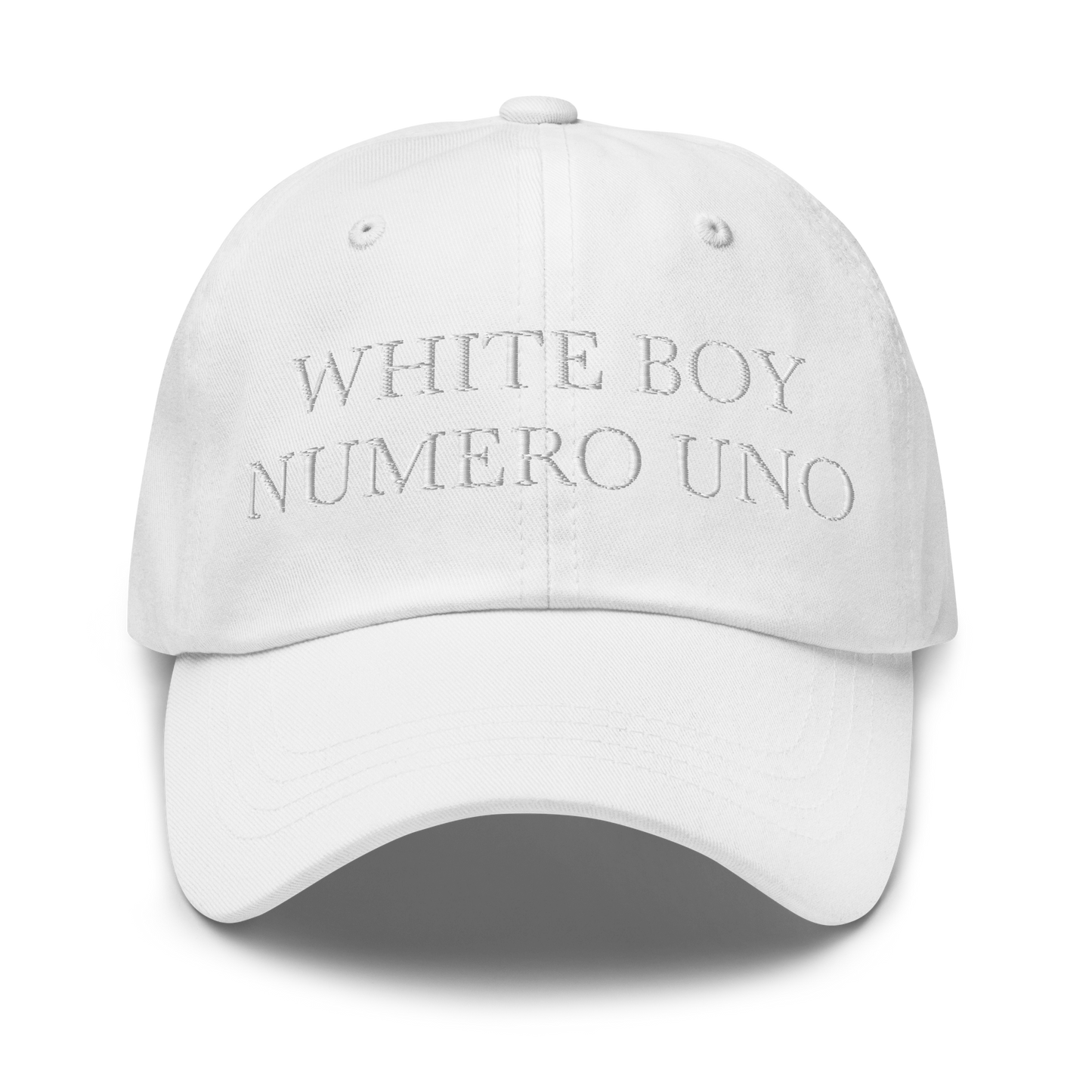 WHITE BOY SUMMER - White Boy Of The Year - "White Boy Numero Uno" - White Embroidered Baseball Cap - Hat White