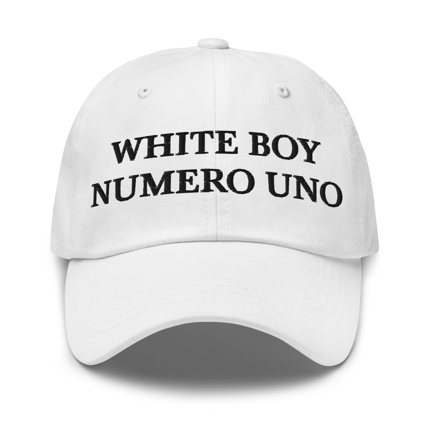 WHITE BOY SUMMER - White Boy Of The Year - "White Boy Numero Uno" - Black Embroidered Baseball Cap - Hat White