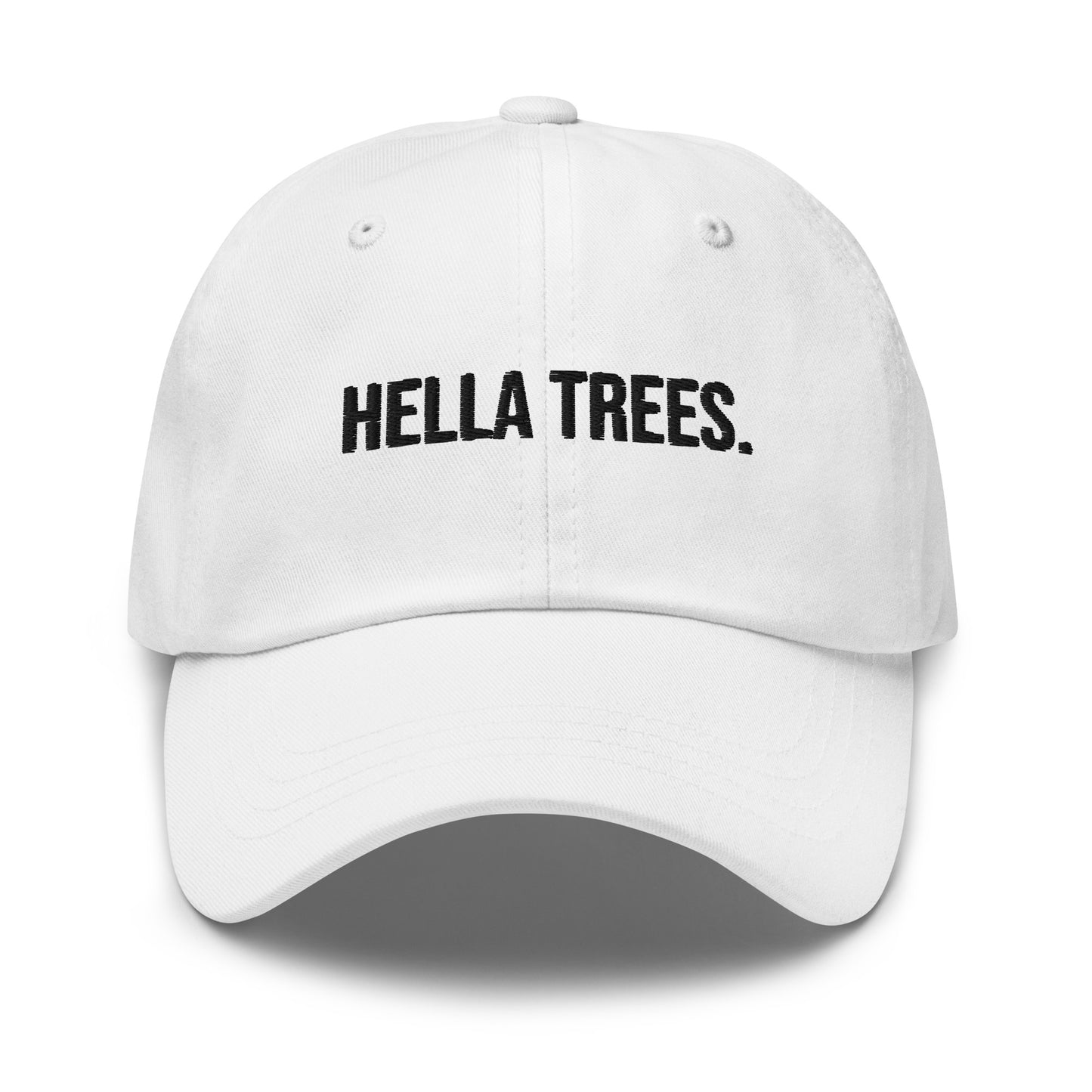 Hella Trees embroidered baseball cap in White with black embroidery by White Boy Summer