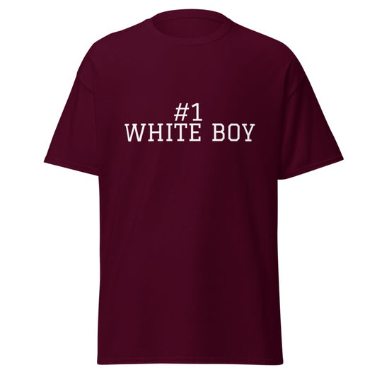 #1 WHITE BOY Maroon front mockup