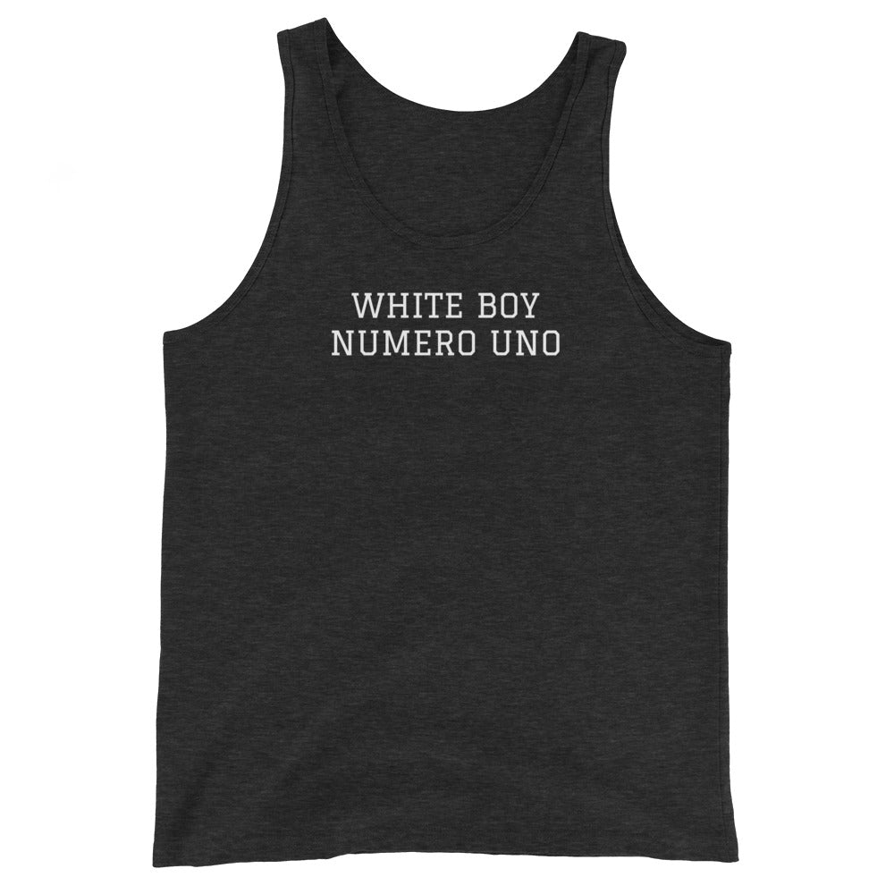 WHITE BOY SUMMER - White Boy Of The Year - "White Boy Numero Uno" - Classic Cotton Tank Top - Tank Top Charcoal-Black Triblend