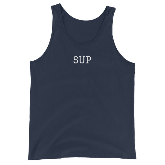 WHITE BOY SUMMER - Sup? - "Sup" - Classic Cotton Tank Top - Tank Top Navy