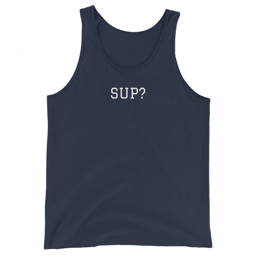 WHITE BOY SUMMER - Sup? - "Sup?" - Classic Cotton Tank Top - Tank Top Navy