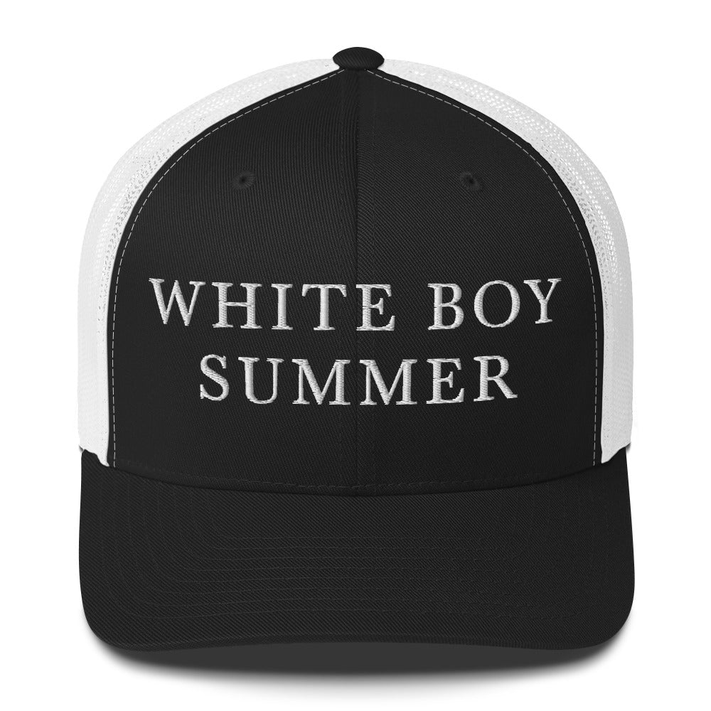 WHITE BOY SUMMER - Originals - "White Boy Summer" - Embroidered Trucker Cap - Black / White