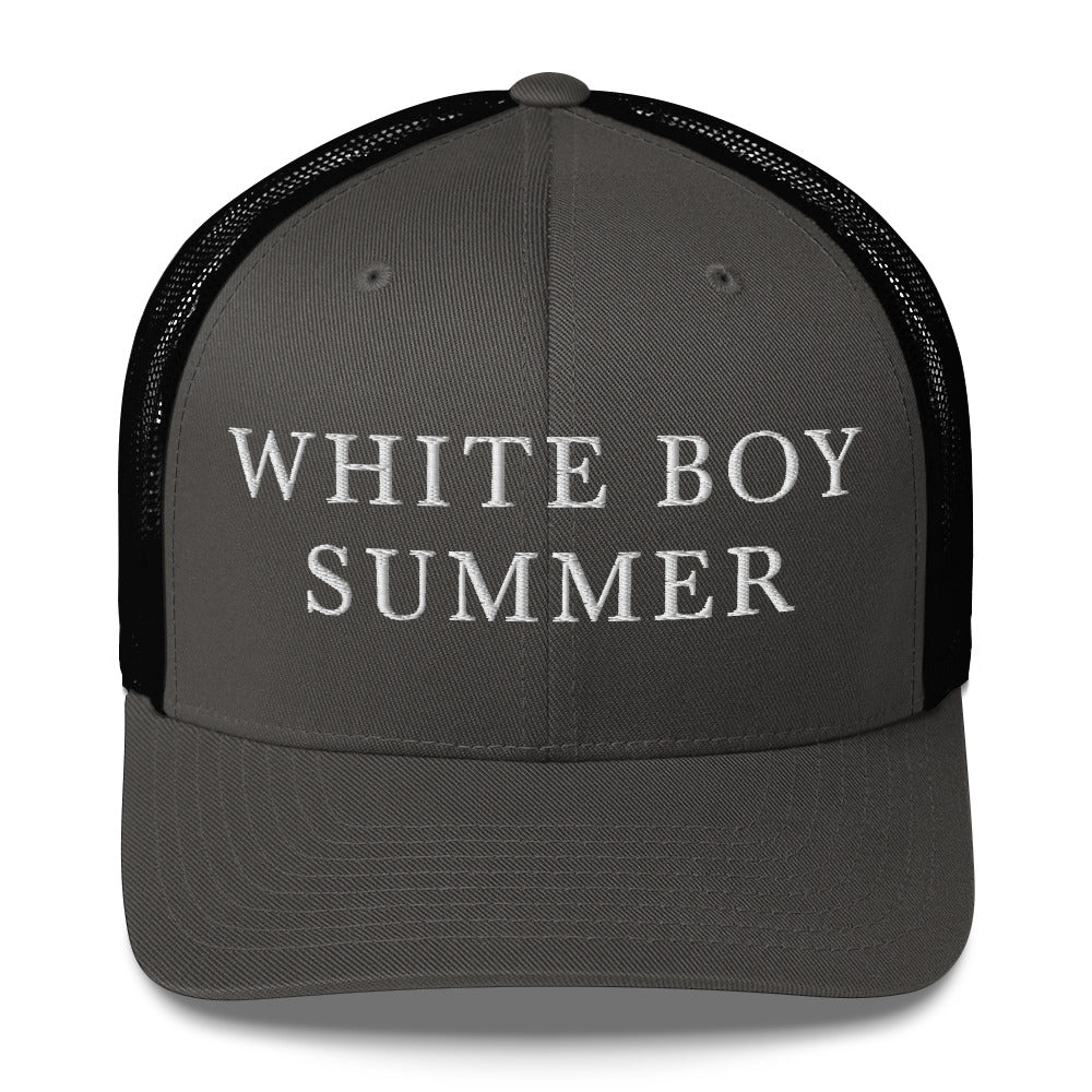 WHITE BOY SUMMER - Originals - "White Boy Summer" - Embroidered Trucker Cap - Charcoal / Black