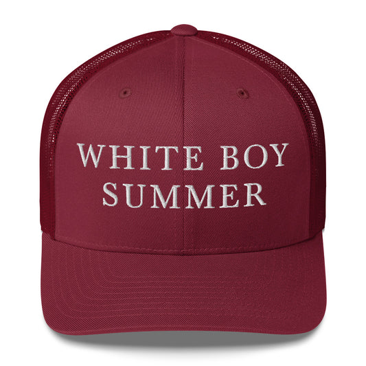 WHITE BOY SUMMER - Originals - "White Boy Summer" - Embroidered Trucker Cap - Cranberry
