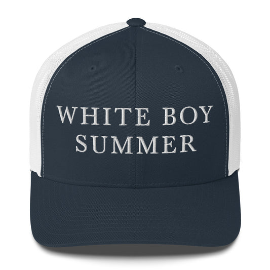 WHITE BOY SUMMER - Originals - "White Boy Summer" - Embroidered Trucker Cap - Navy / White