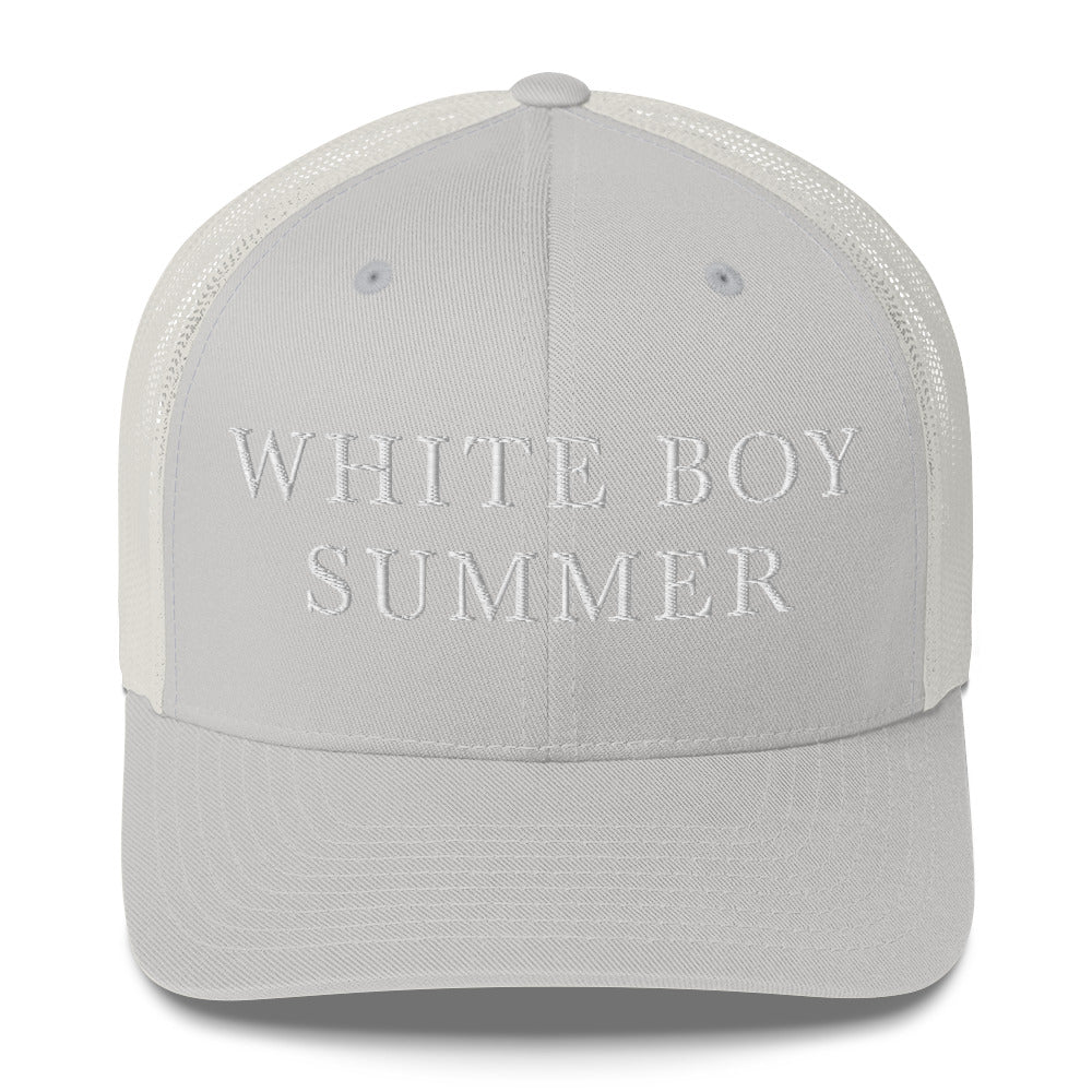 WHITE BOY SUMMER - Originals - "White Boy Summer" - Embroidered Trucker Cap - Silver