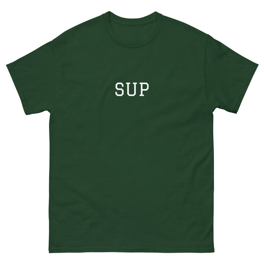 WHITE BOY SUMMER - Sup? - "Sup" - Classic Cotton Tee - T-Shirt Forest Green