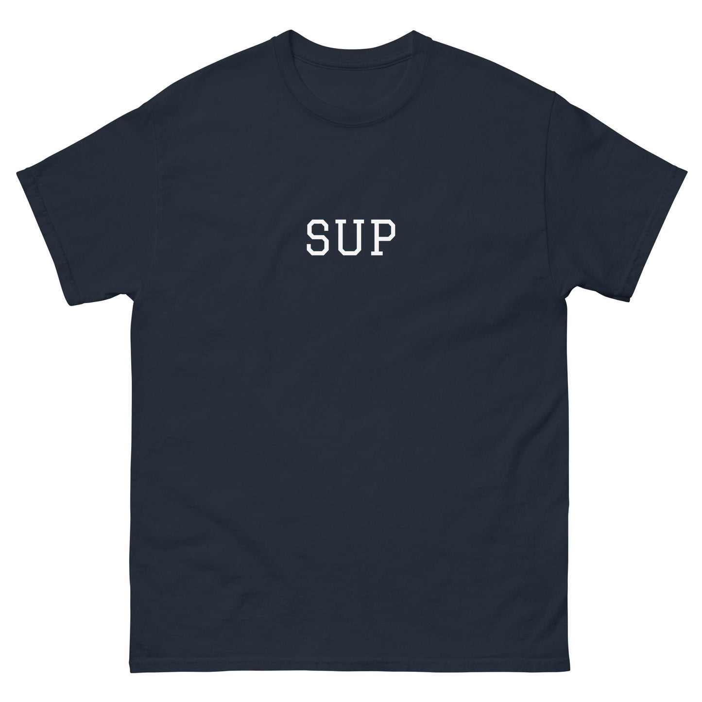 WHITE BOY SUMMER - Sup? - "Sup" - Classic Cotton Tee - T-Shirt Navy